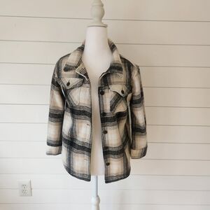 RSQ Women's Plaid Utility Jacket - Black and Cream